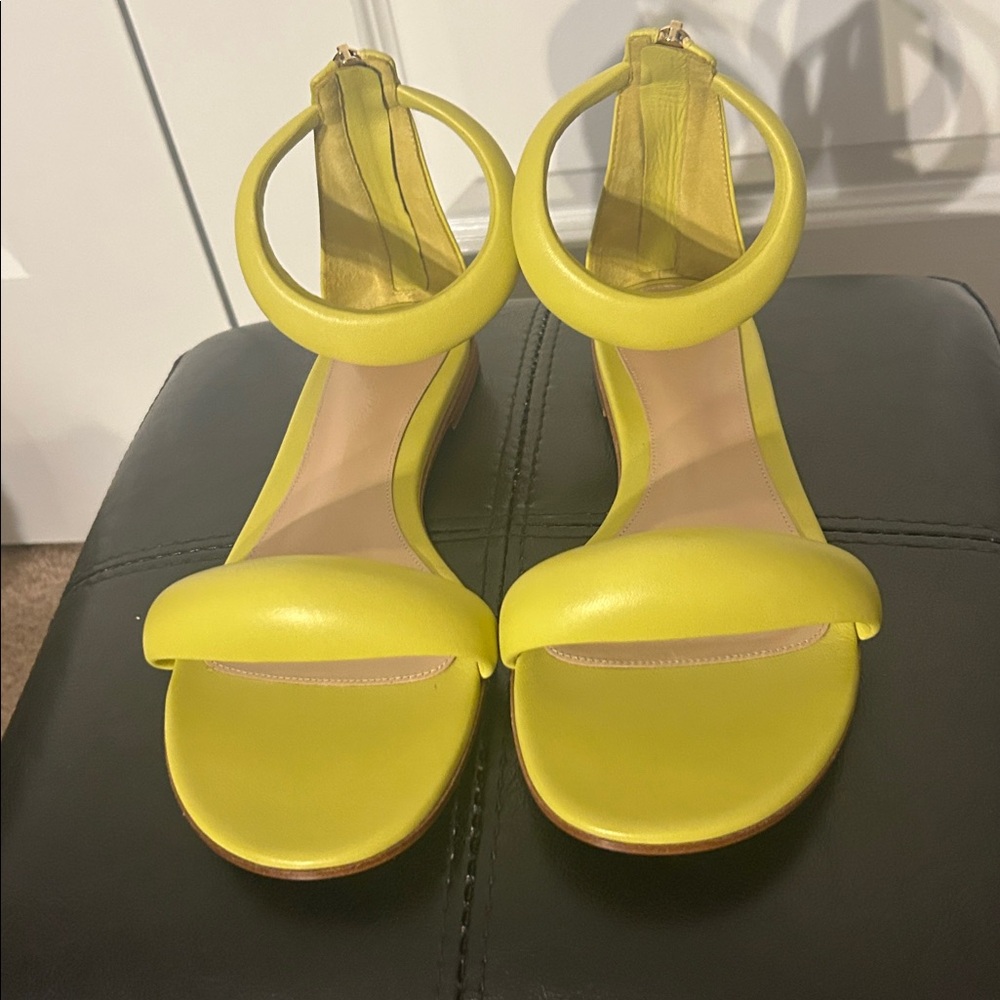 Gianvito Rossi Bright Yellow-Green Ankle-Strap Sandals